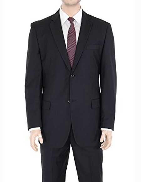 Authentic Braveman Men's Two Button Solid Black Suit Regular Fit