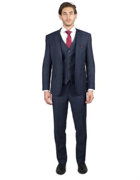 Men's 2 Button Three Piece TR Blend Suit Affordable - Discounted Priced On Clearance Sale