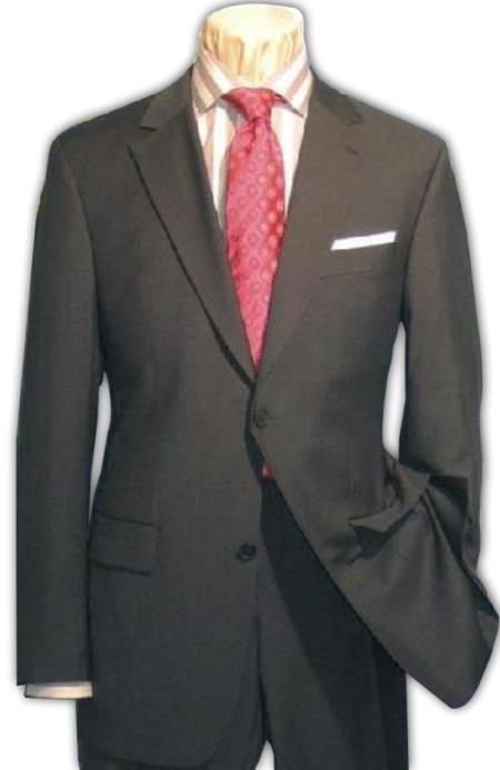 Men's 2 Button Charcoal Gray Super 150's Dress Business ~ Wedding 2 piece Side Vent - Color: Dark Grey Suit - 100% Percent Wool Fabric Suit - Worsted Wool Business Suit