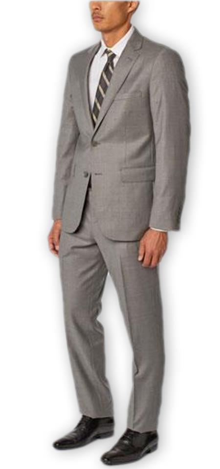 Men's Grey Four Button Cuff Double Vent Two Piece Suit