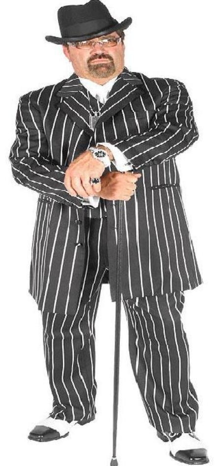 SKU#DBA707 Mens Black & Bold Very White Pinstripe ...