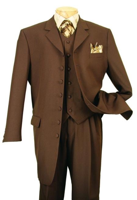 SKU# GCL494 Mens Co Co Dark Brown Long Fashion Dress Suits $199