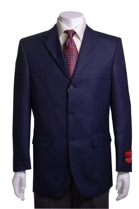 SKU#TH412 Men's Navy 3 buttons Waffle-weave Blazer