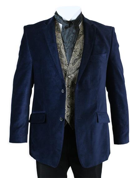 Velvet Smoking Jacket Midnight Blue - Solid Black Shawl Lapel Suit