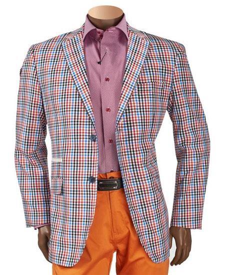 Skugd1774 Mens Multicolor Checker Plaid Windowpane M