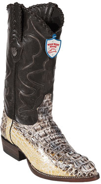 Wild West Natural J-Toe caiman ~ World Best Alligator ~ Gator Skin Hornback Cowboy Boots 