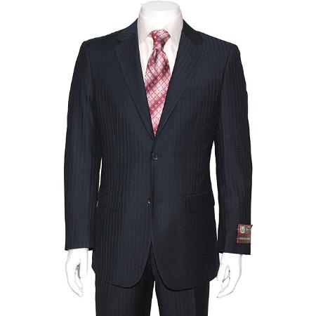 Men's Dark Navy Blue Suit For Men Stripe ~ Pinstripe 2-button Suit 