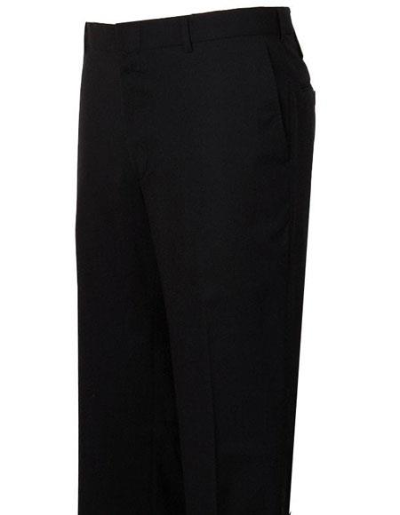 Men's Stylish Flat-Front Navy Atticus Classic Fit Wool Pant unhemmed unfinished bottom