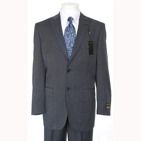 SKU#NV629 Slim Fitted Peak Lapel Side Vents Men's Navy Blue Suit 2 Buttons