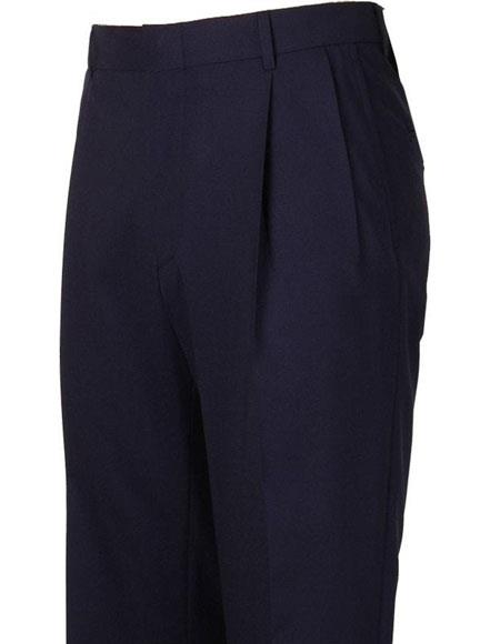 Men's Stylish Pleated Navy Atticus Classic Fit Wool Pant 