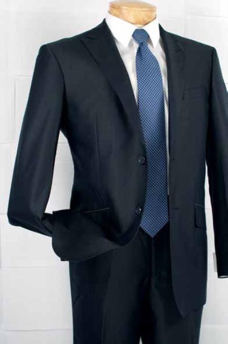 Men's Peak Lapel Slim Fit Cheap Priced Business Suits Clearance Sale In Side Vented Dark Navy Blue Suit For Men Side Vented