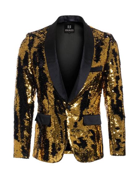 Men's Gold ~ Black high fashion sequin blazer