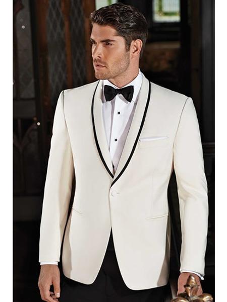 Men's One Button Ivory Tuxedo Suit