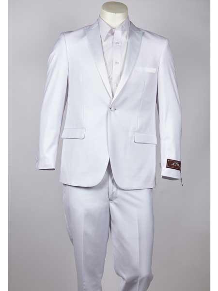 Men's Modern Fit Suits  One Button Peak Lapel White Suit