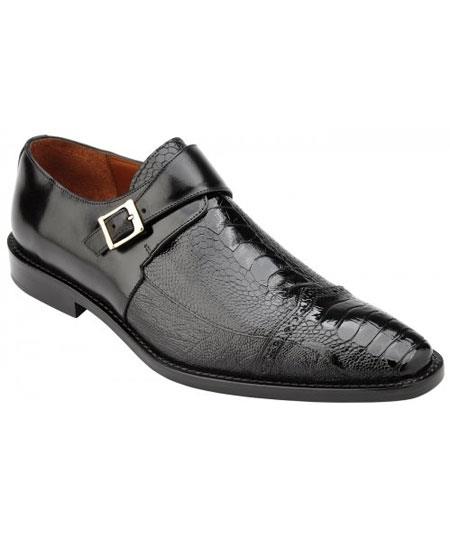 Men's Double Monk Strap Genuine Ostrich & Italian Calfskin B