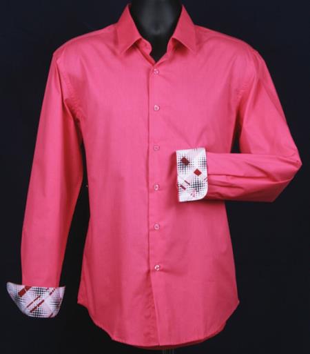 Slim Fit - Fancy Cuff Pattern Men's Dress Shirt