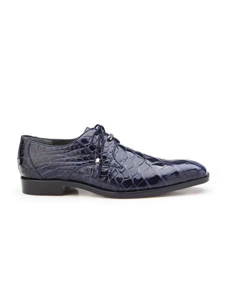 Mens Navy Plain Toe Genuine World Best Alligator ~ Gator Skin Tassel Laces Authentic Genuine Skin Italian