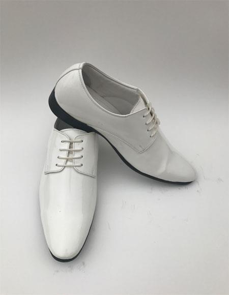 Mens White Square Toe Matte Dress Shoe with Front Stitching White Wide 13 by Tuxedos Online