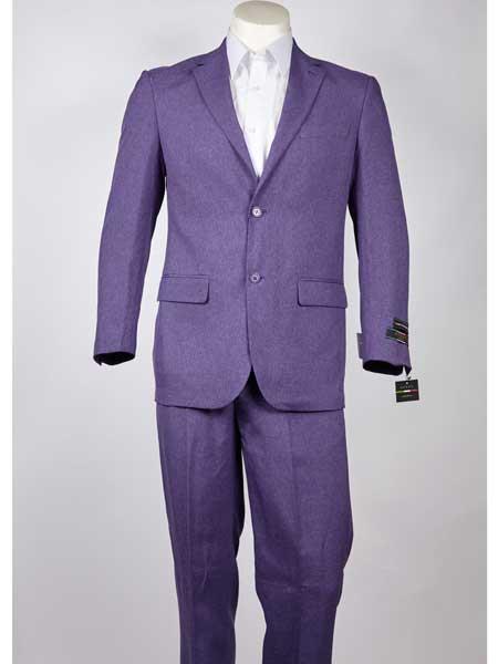 Men's Notch Lapel Purple 2 Button Suit