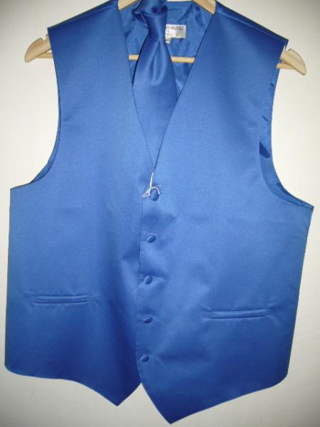 ROYAL BLUE DRESS TUXEDO WEDDING Vest ~ Waistcoat ~ Waist coat & TIE SET Buy 10 of same color Tie For $25 Each - Men's Neck Ties - Mens Dress Tie - Trendy Mens Ties