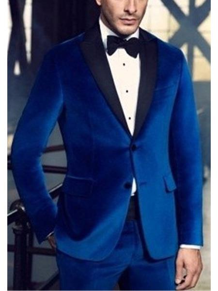 Men S 2 Button Royal Blue Wedding Tuxedo Dress Suits For Men