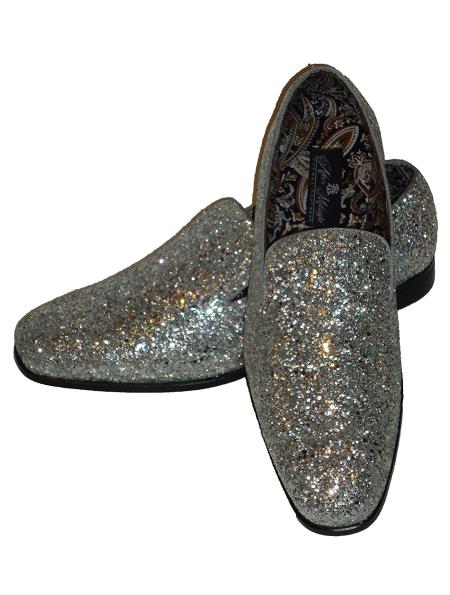silver sparkly slip on shoes