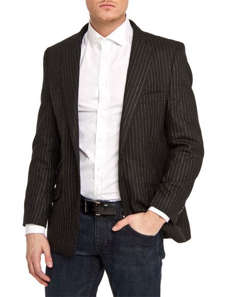 Mens Slim Fit Blazer Jacket Two-Button Notched Lapel Casual Suit