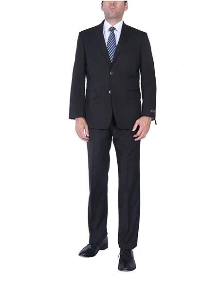 Men's Black Classic Fit Two-Piece Side Vents 2 Button Cheap Priced Business Suits Clearance Sale
