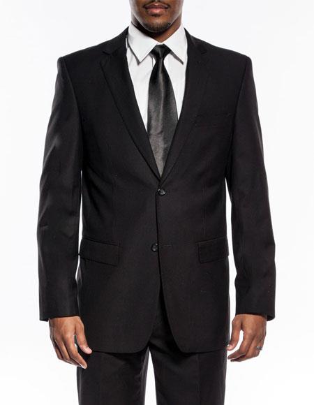 Men's black slim fit wedding prom suit with pick stitching