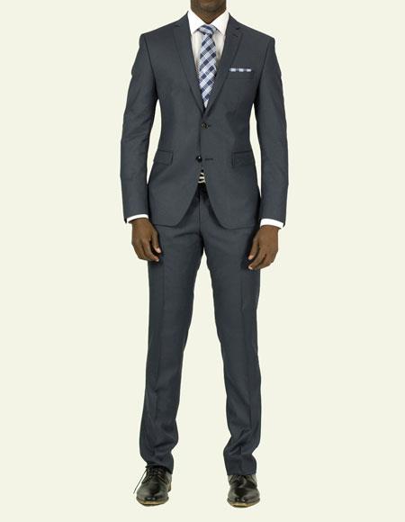 Men's Slate Blue Two Buttons Skinny Suit