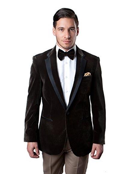 Men's Brown Velvet Tuxedo Looking Sport Coat