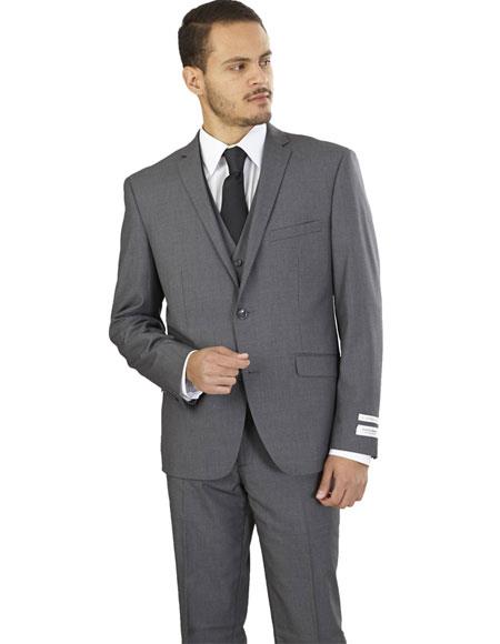 Side Vents Notch Lapel One Chest-Pocket Three-Piece Suit