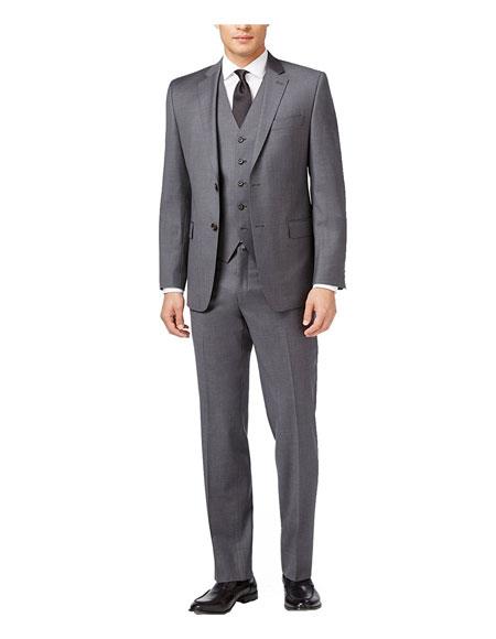 Slim-Fit Dual Side Vents Notch Lapel Caravelli Suit
