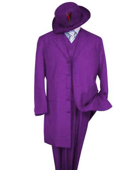 Mens Classic Purple Long Fashion Zoot Suit (Wholesale Price available)