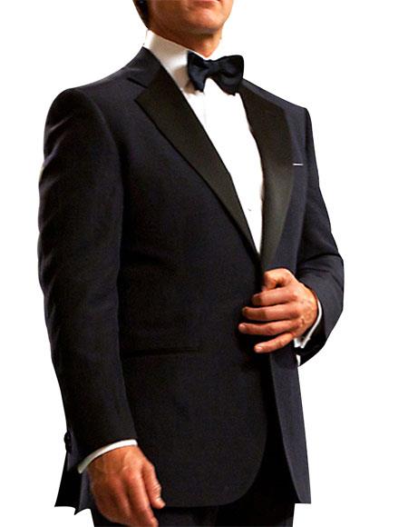 Men's Dark Navy Blue 1 Button Tuxedo Suit