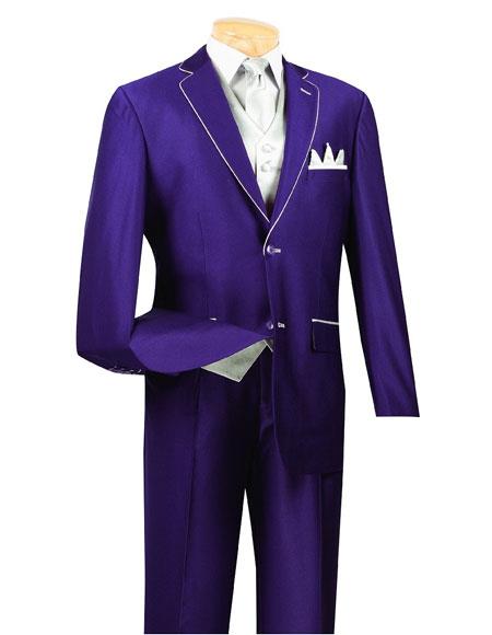 Men's  5 Piece Purple 2 Button Side Vents Suit