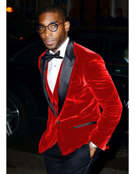 Red velvet suit jacket