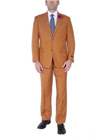 Men's Rust Classic Fit 2 Button Two-Piece Side Vents Cheap Priced Business Suits Clearance Sale