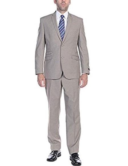 Men's Slim Fit Suit - Fitted Suit - Skinny Suit Men's Tan  Two Button Cheap Priced Business Suits