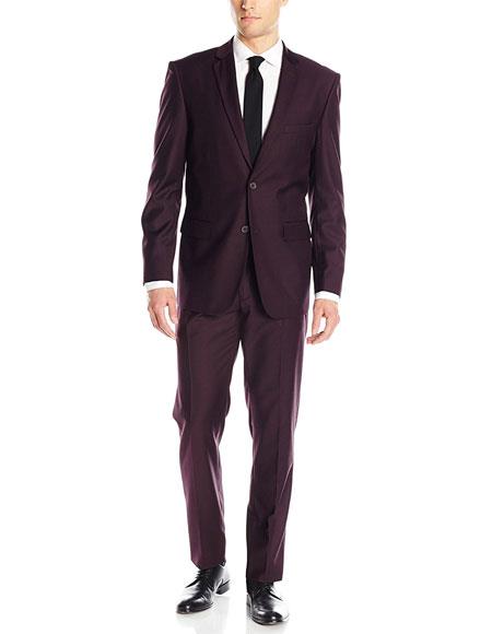 Men's 2 Button Solid Wine ~ Plum ~ Eggplant Classic & Slim Fit Suits