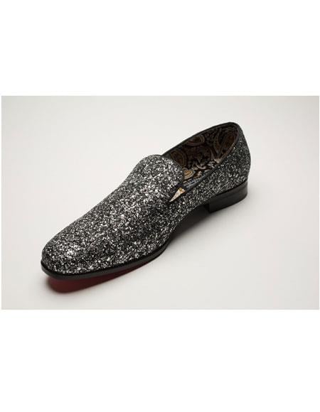 black sparkly loafers