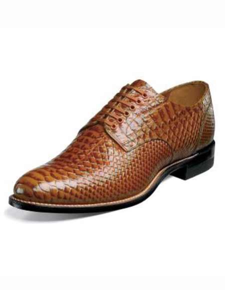 Stacy Adams Men's Snakeskin Print Leather Sole Tan Cap Toe Style Shoes ...