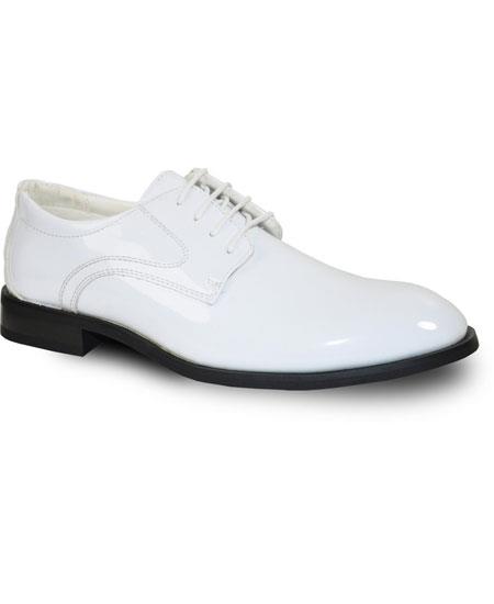 Men's Tuxedo White Square Toe Lace Up Dress Oxford Shoe For