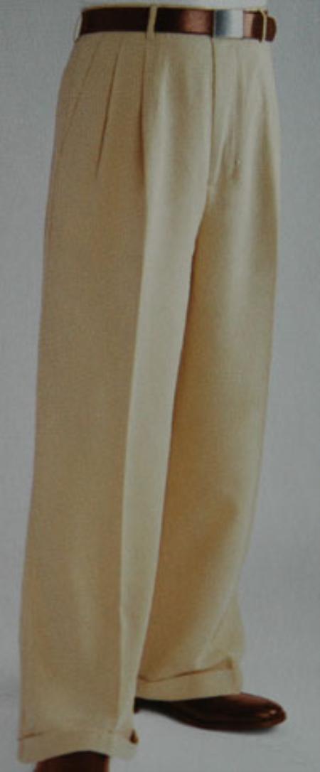 Tan ~ Beige Wide Leg Dress Pants Pleated baggy dress trouser