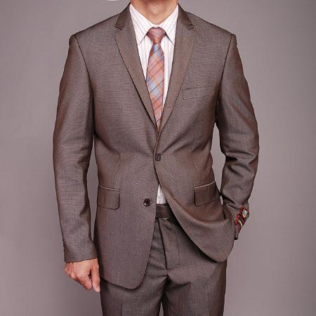 Men's Taupe  styling Slim-fit Suit 2 Piece Suits - Two piece Business suits Suit