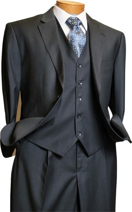 1930s Style Men’s Suits, Sportscoats Tailored Mens 3 Piece Suit Grey Pinstripe Italian Design Cheap $175.00 AT vintagedancer.com