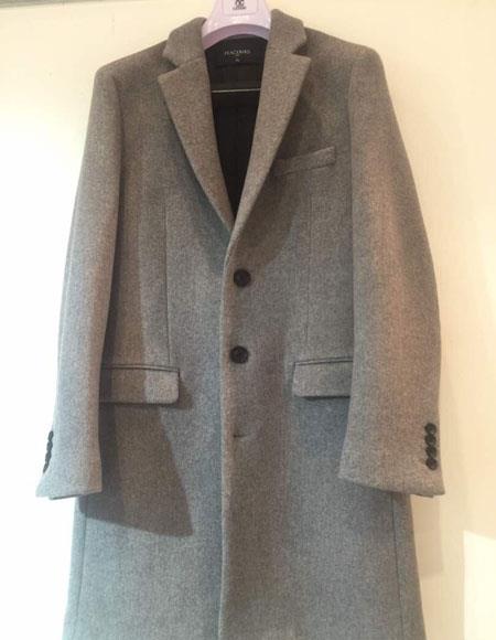 Men's Dress Coat 3 Button Light Grey ~ Gray Cashmere Overco