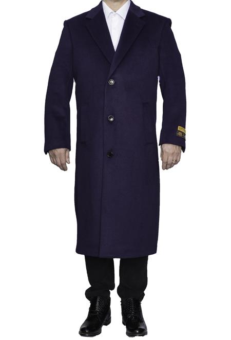 Mens Overcoat Mens Topcoat Mens Purple 3 Button Wool Dress T