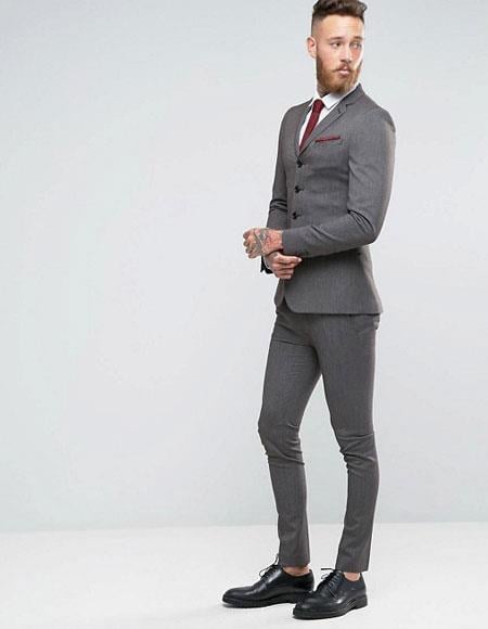 3 Buttons Slim Fitted Suit Flat Front Pants Side Vented Avai