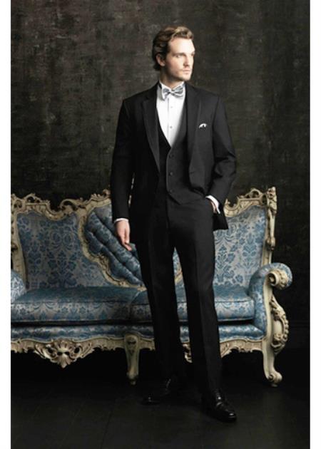 Men's Two Button Allure Men Tuxedo Suits Tuxedos Black